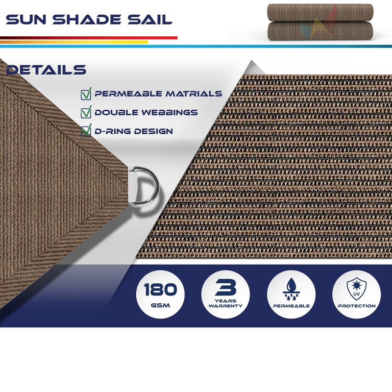 Windscreen4less 8' x 12' Sun Shade Sail Rectangle Outdoor Canopy Cover UV Block for Backyard Porch Pergola Deck Garden Patio (Brown) - Image 3